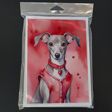 Load image into Gallery viewer, Italian Greyhound My Valentine Greeting Cards - Blank Note Cards – 8-Pack of Artist-Designed Cards with Envelopes