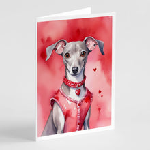 Load image into Gallery viewer, Italian Greyhound My Valentine Greeting Cards - Blank Note Cards – 8-Pack of Artist-Designed Cards with Envelopes