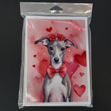 Load image into Gallery viewer, Italian Greyhound My Valentine Greeting Cards - Blank Note Cards – 8-Pack of Artist-Designed Cards with Envelopes