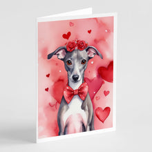 Load image into Gallery viewer, Italian Greyhound My Valentine Greeting Cards - Blank Note Cards – 8-Pack of Artist-Designed Cards with Envelopes