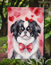 Load image into Gallery viewer, Japanese Chin Valentine’s Day Garden Flag – Dog-Themed Heart Yard Decor