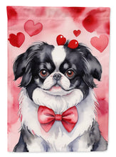 Load image into Gallery viewer, Japanese Chin Valentine’s Day Garden Flag – Dog-Themed Heart Yard Decor