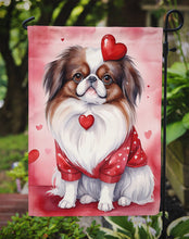 Load image into Gallery viewer, Japanese Chin Valentine’s Day Garden Flag – Dog-Themed Heart Yard Decor
