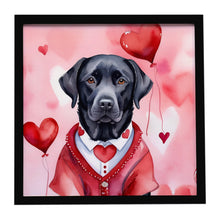 Load image into Gallery viewer, Black Labrador Retriever My Valentine Framed Metal Print