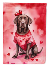 Load image into Gallery viewer, Chocolate Labrador Retriever My Valentine House Flag