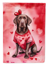 Load image into Gallery viewer, Chocolate Labrador Retriever Valentine’s Day Garden Flag – Dog-Themed Heart Yard Decor