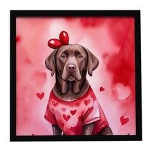 Load image into Gallery viewer, Chocolate Labrador Retriever My Valentine Framed Metal Print