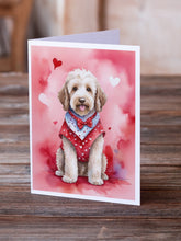 Load image into Gallery viewer, Labradoodle My Valentine Greeting Cards - Blank Note Cards – 8-Pack of Artist-Designed Cards with Envelopes