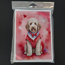 Load image into Gallery viewer, Labradoodle My Valentine Greeting Cards - Blank Note Cards – 8-Pack of Artist-Designed Cards with Envelopes