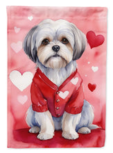 Load image into Gallery viewer, Lhasa Apso Valentine’s Day Garden Flag – Dog-Themed Heart Yard Decor