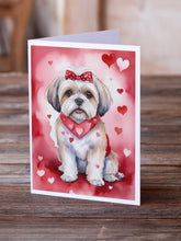 Load image into Gallery viewer, Lhasa Apso My Valentine Greeting Cards - Blank Note Cards – 8-Pack of Artist-Designed Cards with Envelopes
