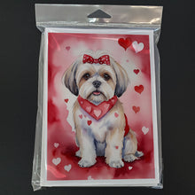 Load image into Gallery viewer, Lhasa Apso My Valentine Greeting Cards - Blank Note Cards – 8-Pack of Artist-Designed Cards with Envelopes