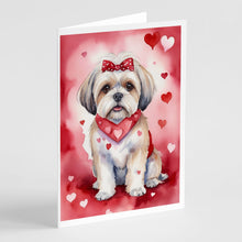 Load image into Gallery viewer, Lhasa Apso My Valentine Greeting Cards - Blank Note Cards – 8-Pack of Artist-Designed Cards with Envelopes