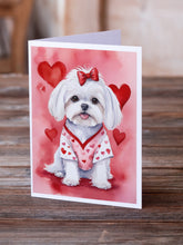 Load image into Gallery viewer, Maltese My Valentine Greeting Cards - Blank Note Cards – 8-Pack of Artist-Designed Cards with Envelopes