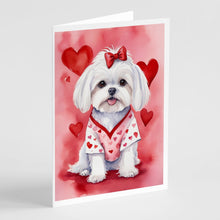 Load image into Gallery viewer, Maltese My Valentine Greeting Cards - Blank Note Cards – 8-Pack of Artist-Designed Cards with Envelopes