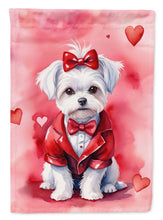 Load image into Gallery viewer, Maltese Valentine’s Day Garden Flag – Dog-Themed Heart Yard Decor