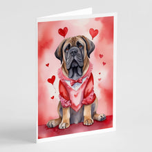 Load image into Gallery viewer, Mastiff My Valentine Greeting Cards - Blank Note Cards – 8-Pack of Artist-Designed Cards with Envelopes