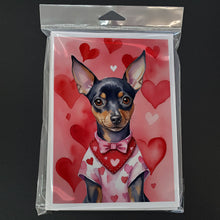 Load image into Gallery viewer, Miniature Pinscher My Valentine Greeting Cards - Blank Note Cards – 8-Pack of Artist-Designed Cards with Envelopes