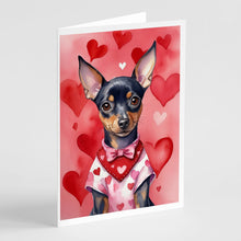 Load image into Gallery viewer, Miniature Pinscher My Valentine Greeting Cards - Blank Note Cards – 8-Pack of Artist-Designed Cards with Envelopes