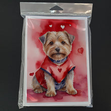 Load image into Gallery viewer, Norfolk Terrier My Valentine Greeting Cards - Blank Note Cards – 8-Pack of Artist-Designed Cards with Envelopes