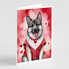 Load image into Gallery viewer, Norwegian Elkhound My Valentine Greeting Cards - Blank Note Cards – 8-Pack of Artist-Designed Cards with Envelopes