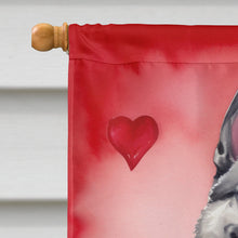 Load image into Gallery viewer, Norwegian Elkhound My Valentine House Flag