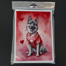 Load image into Gallery viewer, Norwegian Elkhound My Valentine Greeting Cards - Blank Note Cards – 8-Pack of Artist-Designed Cards with Envelopes