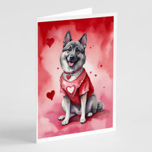 Load image into Gallery viewer, Norwegian Elkhound My Valentine Greeting Cards - Blank Note Cards – 8-Pack of Artist-Designed Cards with Envelopes
