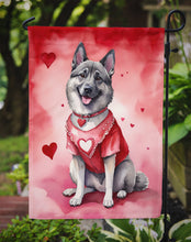 Load image into Gallery viewer, Norwegian Elkhound Valentine’s Day Garden Flag – Dog-Themed Heart Yard Decor