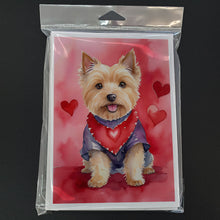 Load image into Gallery viewer, Norwich Terrier My Valentine Greeting Cards - Blank Note Cards – 8-Pack of Artist-Designed Cards with Envelopes