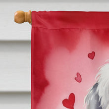 Load image into Gallery viewer, Old English Sheepdog My Valentine House Flag