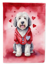 Load image into Gallery viewer, Old English Sheepdog My Valentine House Flag