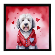 Load image into Gallery viewer, Old English Sheepdog My Valentine Framed Metal Print