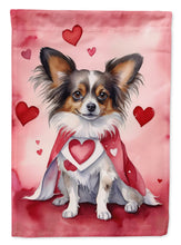 Load image into Gallery viewer, Papillon Valentine’s Day Garden Flag – Dog-Themed Heart Yard Decor