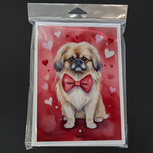 Load image into Gallery viewer, Pekingese My Valentine Greeting Cards - Blank Note Cards – 8-Pack of Artist-Designed Cards with Envelopes
