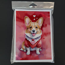 Load image into Gallery viewer, Corgi My Valentine Greeting Cards - Blank Note Cards – 8-Pack of Artist-Designed Cards with Envelopes