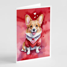 Load image into Gallery viewer, Corgi My Valentine Greeting Cards - Blank Note Cards – 8-Pack of Artist-Designed Cards with Envelopes