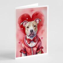 Load image into Gallery viewer, Pit Bull Terrier My Valentine Greeting Cards - Blank Note Cards – 8-Pack of Artist-Designed Cards with Envelopes
