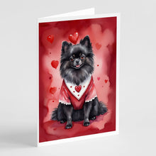 Load image into Gallery viewer, Pomeranian My Valentine Greeting Cards - Blank Note Cards – 8-Pack of Artist-Designed Cards with Envelopes