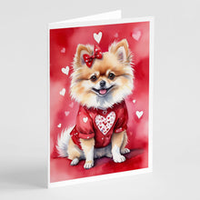 Load image into Gallery viewer, Pomeranian My Valentine Greeting Cards - Blank Note Cards – 8-Pack of Artist-Designed Cards with Envelopes