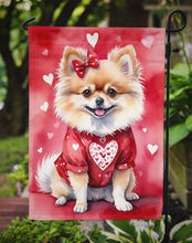 Load image into Gallery viewer, Pomeranian Valentine’s Day Garden Flag – Dog-Themed Heart Yard Decor
