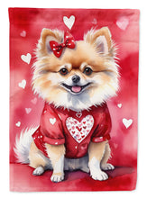 Load image into Gallery viewer, Pomeranian Valentine’s Day Garden Flag – Dog-Themed Heart Yard Decor