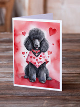 Load image into Gallery viewer, Black Poodle My Valentine Greeting Cards - Blank Note Cards – 8-Pack of Artist-Designed Cards with Envelopes