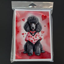 Load image into Gallery viewer, Black Poodle My Valentine Greeting Cards - Blank Note Cards – 8-Pack of Artist-Designed Cards with Envelopes