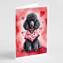 Load image into Gallery viewer, Black Poodle My Valentine Greeting Cards - Blank Note Cards – 8-Pack of Artist-Designed Cards with Envelopes