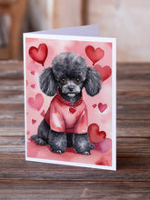 Load image into Gallery viewer, Black Poodle My Valentine Greeting Cards - Blank Note Cards – 8-Pack of Artist-Designed Cards with Envelopes