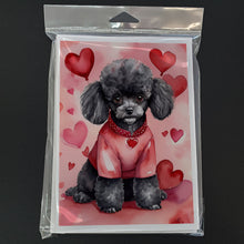 Load image into Gallery viewer, Black Poodle My Valentine Greeting Cards - Blank Note Cards – 8-Pack of Artist-Designed Cards with Envelopes