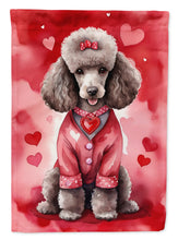 Load image into Gallery viewer, Chocolate Poodle My Valentine House Flag