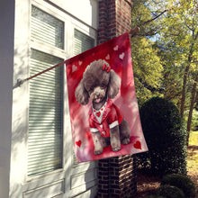 Load image into Gallery viewer, Chocolate Poodle My Valentine House Flag