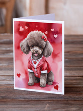 Load image into Gallery viewer, Chocolate Poodle My Valentine Greeting Cards - Blank Note Cards – 8-Pack of Artist-Designed Cards with Envelopes
